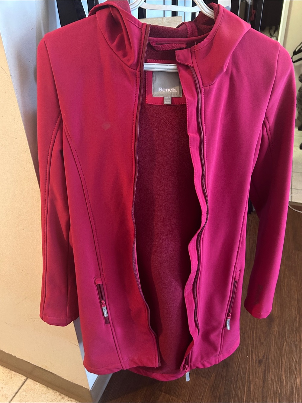Bench Women's Bright Pink Hooded Softshell Utility Jacket